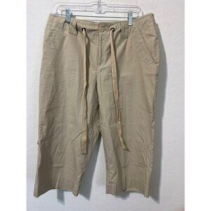 St. John's Bay Stretch Sz 14 Khaki Adjustable Length Crop Lightweight Pants